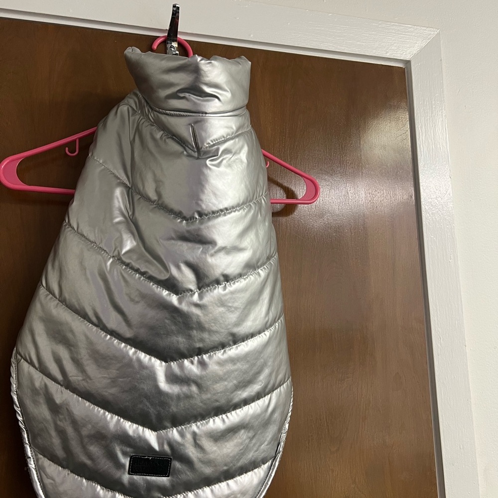Silver Quilted Dog Coat